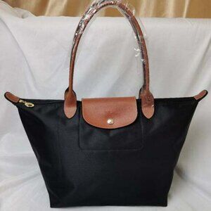Black Longchamp Handle Bag Le Pliage Nylon Tote Shoulder Bag